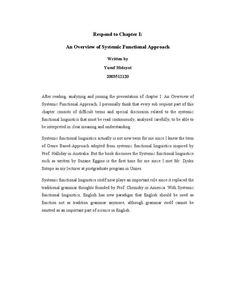 Systemic Functional Linguistics Overview | PDF