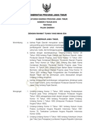 Peraturah Daerah Provinsi Jawa Timur Nomor 9 Tahun 2010