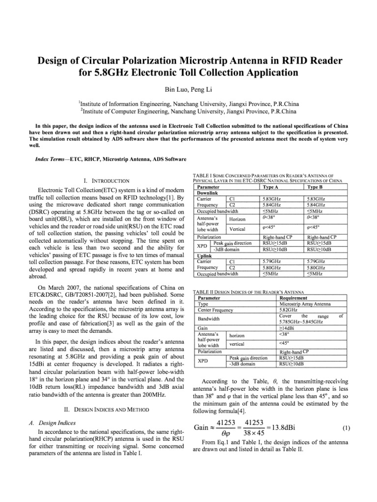 Design of Circular Polarization Microstrip Antenna | PDF | Antenna ...