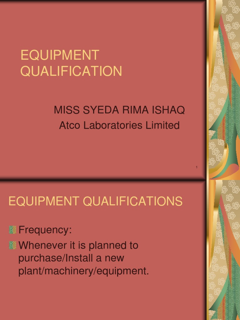 Equipment Qualification PDF Calibration Specification (Technical
