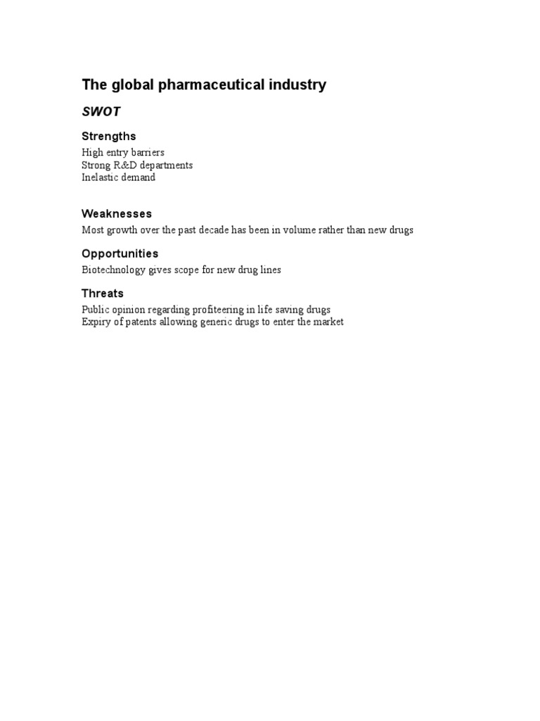 Global Pharma Industry SWOT & Analysis | PDF | Pharmaceutical Drug | Sanofi