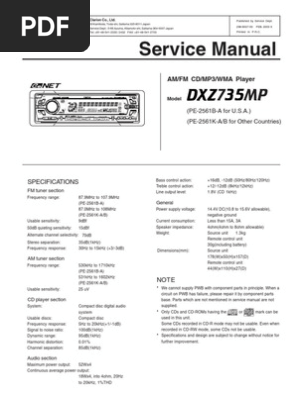 Clarion DXZ735MP Service Manual | PDF | Amplifier | Compact Disc