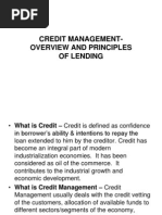 Credit Management Overview and Principles of Lending