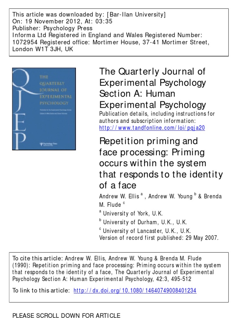 The Quarterly Journal of Experimental Psychology Section A: Human ...