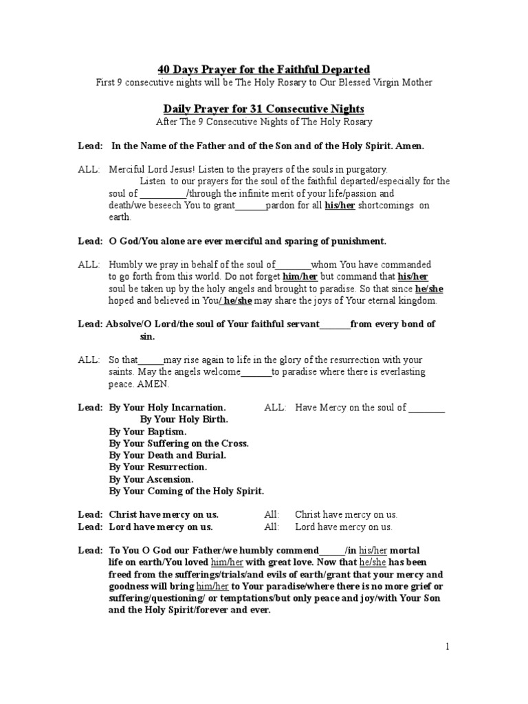 40 Days Prayer for the Departed Souls | PDF | God The Father | Rosary