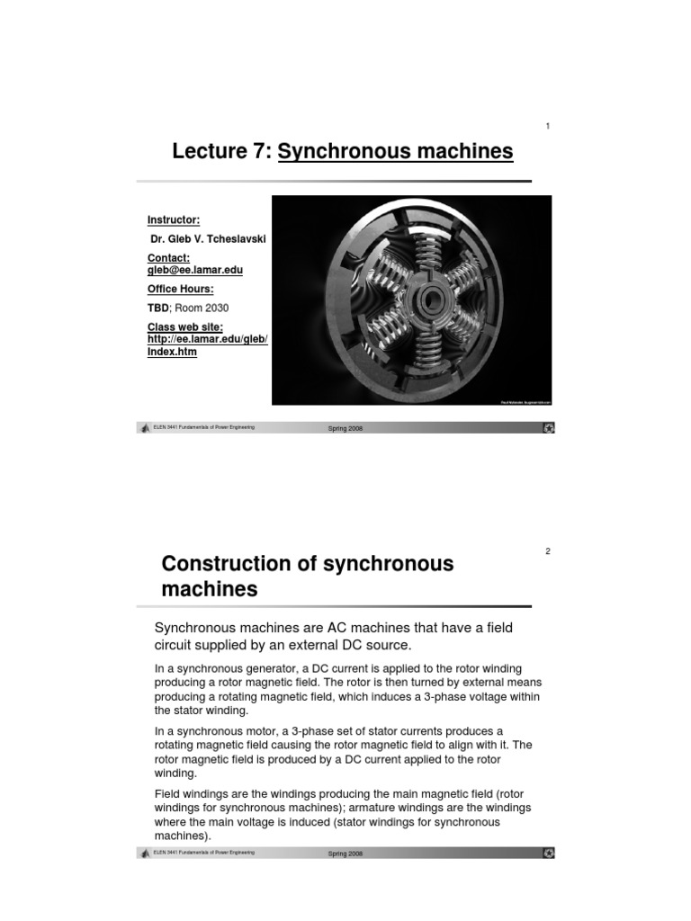 Synchronous Machines | PDF | Electric Motor | Electrical Engineering
