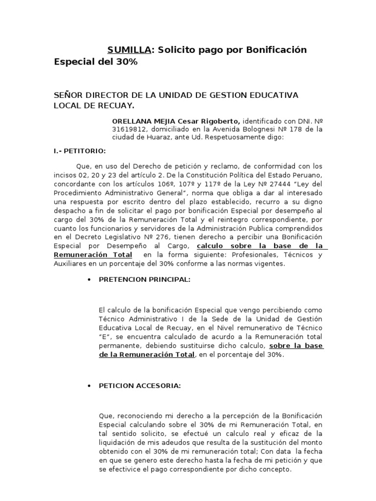 MODELO DE ESCRITO ADMINISTRATIVO