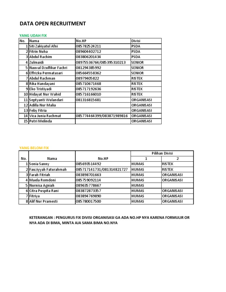 Data Open Recruitment | PDF