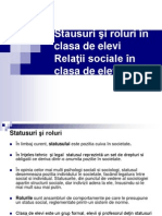 Stausuri Si Roluri in Clasa de Elevi - Relatii Sociale in Clasa de Elevi