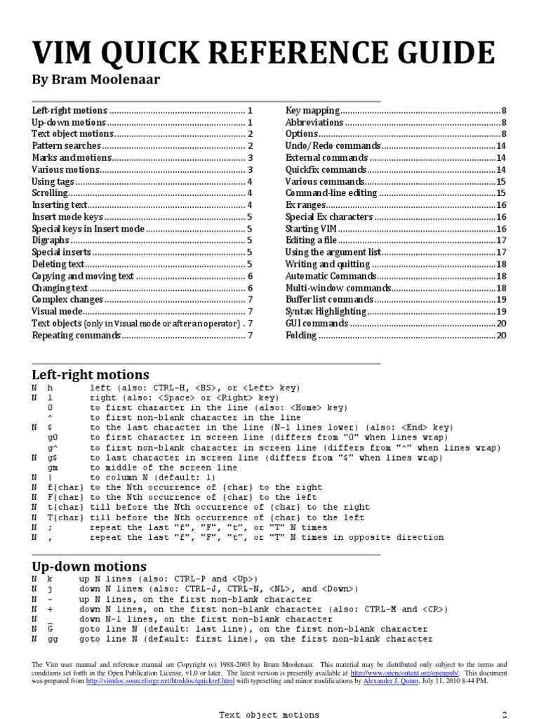 Vim Quick Reference Guide | Command Line Interface | String (Computer ...
