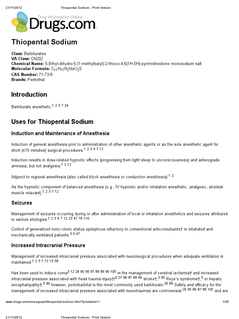 Thiopental Sodium AHFS DI | PDF | Anesthesia | Medicine
