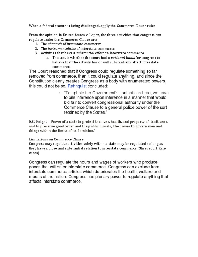 Commerce Clause Regulation Overview | PDF | Social Science | Law