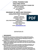 Insurance of Assets and Personnel - Legal and Statutory Framework