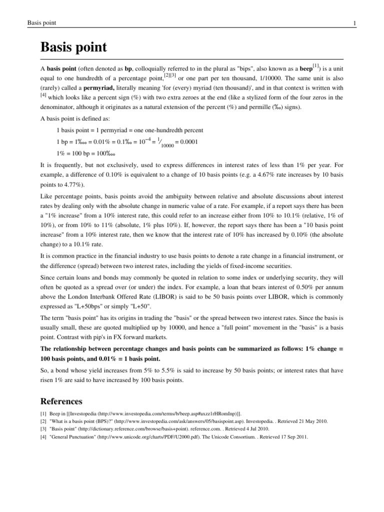 Basis Points (BPS) Definition Basis Point Encodings