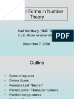 Modular Forms in Number Theory: Karl Mahlburg (HMC '01)