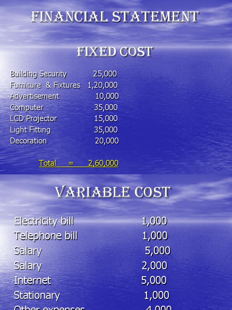 Financial Statement: Fixed Cost | PDF | Computers | Technology ...