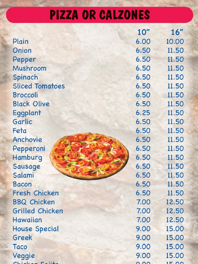 Spencer Pizza House and Seafood Menu PDF Restaurant And Catering
