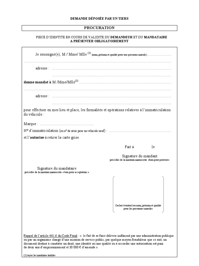 Modèle De Procuration Pour Vente Immobilière Pdf Procuration Modele | PDF | Institutions sociales | Sciences sociales