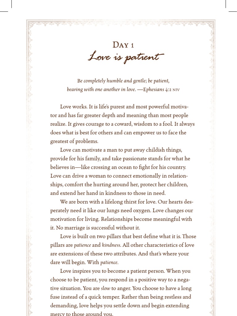 Printable The Love Dare List 1 40 Pdf Free Download