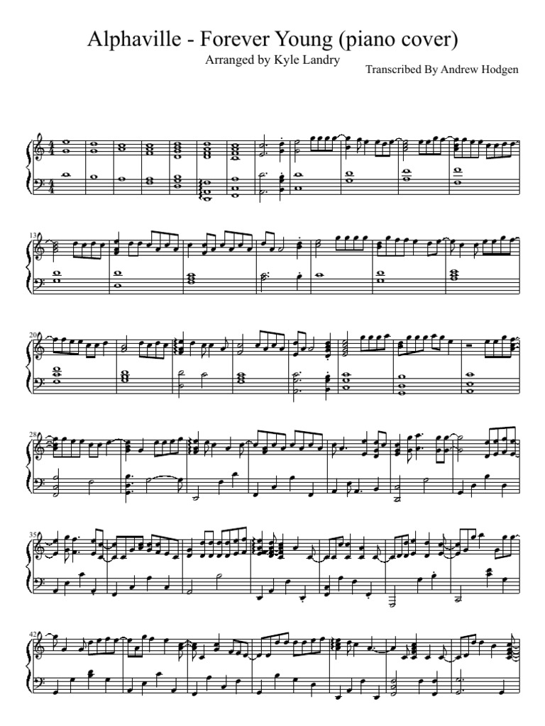 Alphaville Forever Young Music Sheet Performing Arts Entertainment General