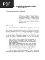 Memoria e sociedade, a dimensao teorica-Maria Ines Mancuso