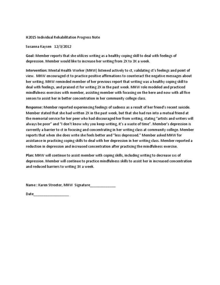 Individual Rehabilitation Progress Note | PDF | Self-Improvement