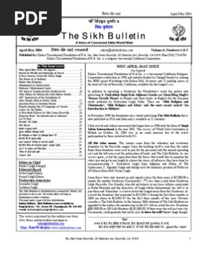 Bulletin 4 5 04 Punjab Indian Religions