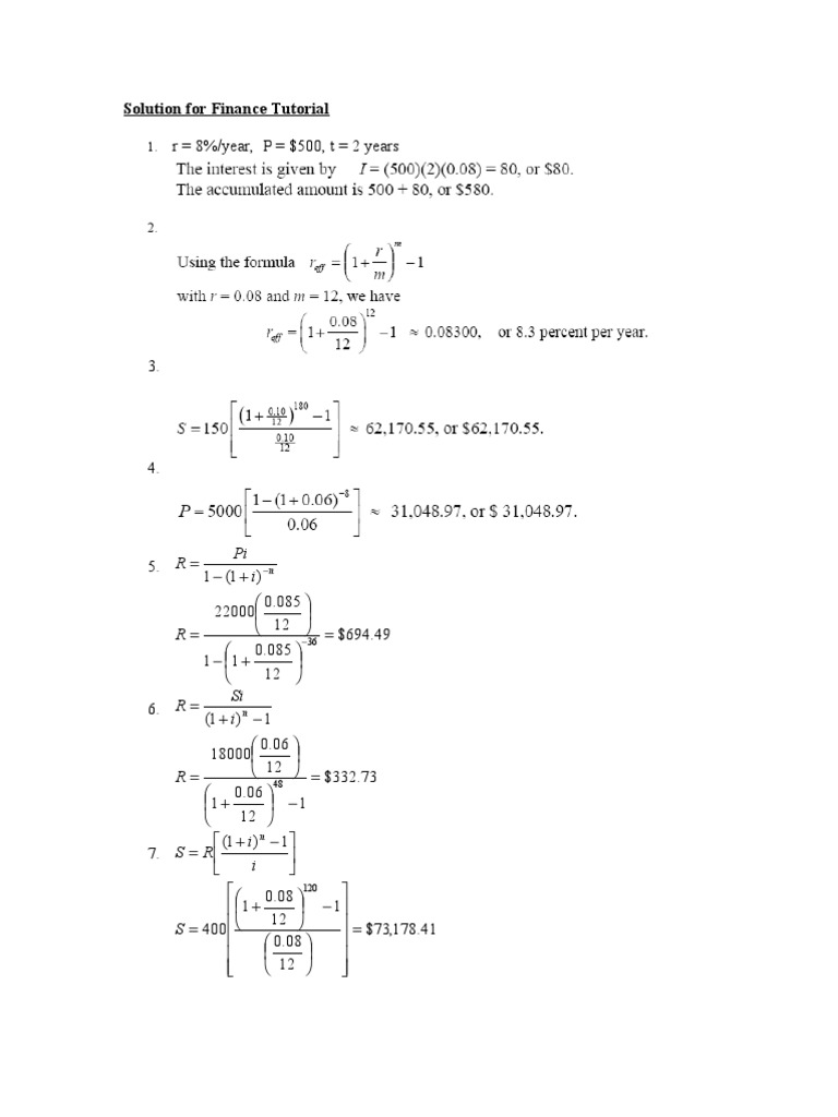 Finance Formula Solutions Guide | PDF | Technology & Engineering