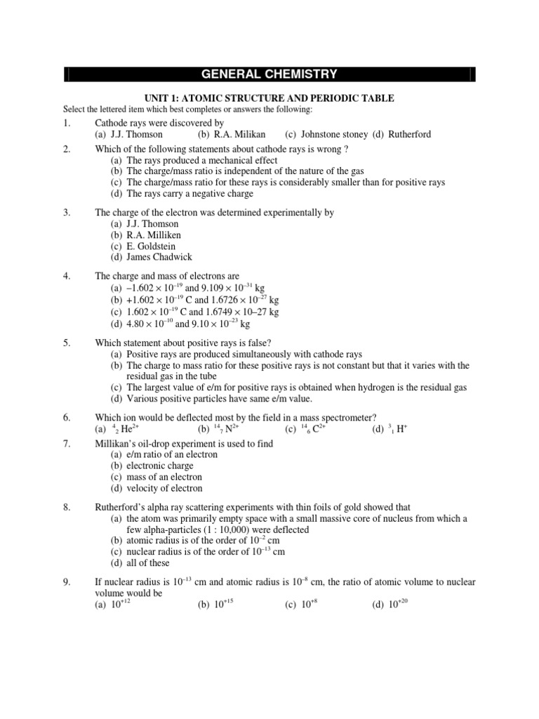 Atomic Structure and Periodic Trends Quiz | PDF