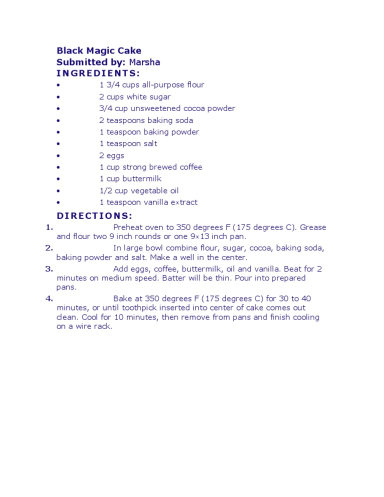 Black Magic Cake Recipe | PDF