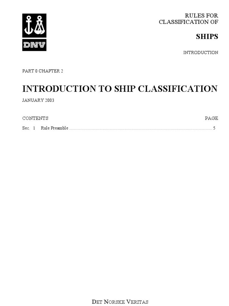 Introduction To Ship ClassificationDnv PDF