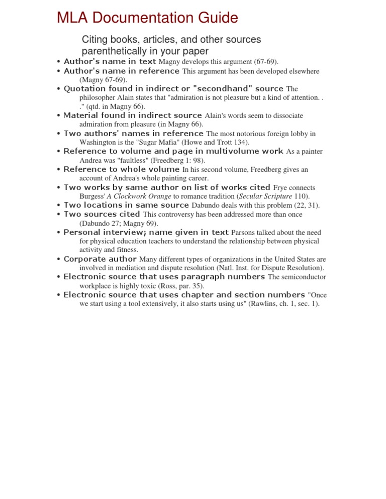 MLA Citation Techniques Explained | PDF