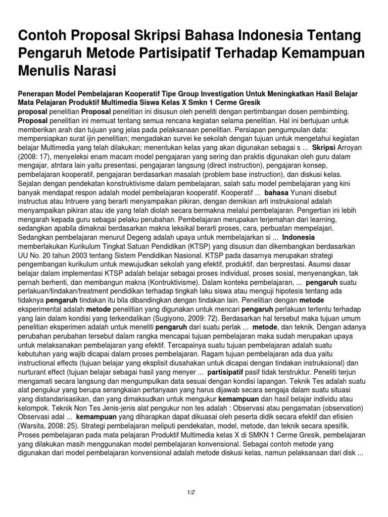 Judul Skripsi Pendidikan Bahasa Indonesia Kualitatif Ide Judul Skripsi Universitas