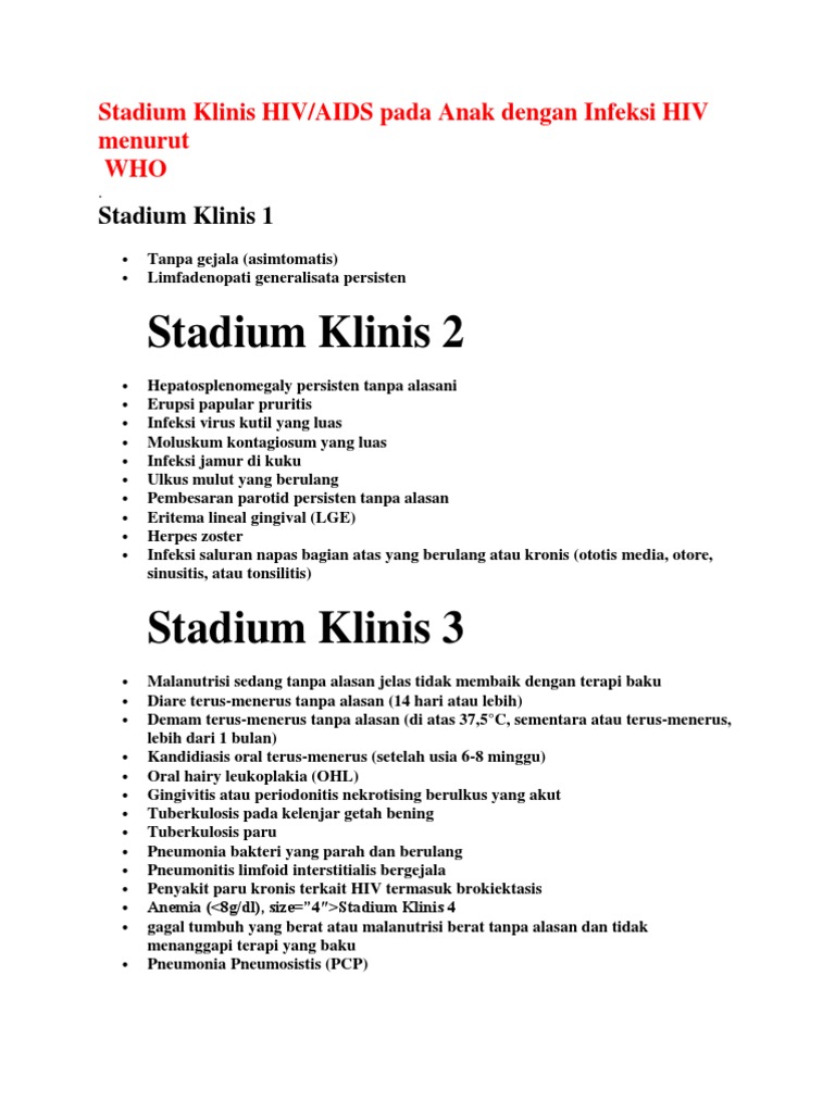 Stadium Klinis HIV | PDF