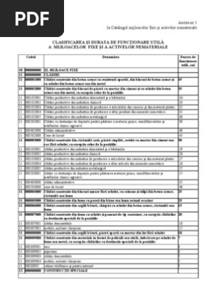 Clasificatorul Mijloacelor Fixe Si Activelor Nemateriale | PDF