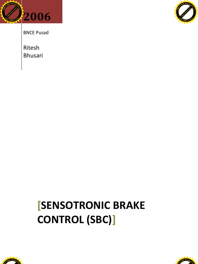Sensotronic Brake Control System PDF Brake Anti Lock Braking System
