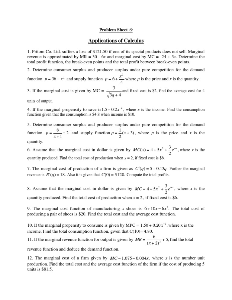 Maths Applications of Calculus | PDF