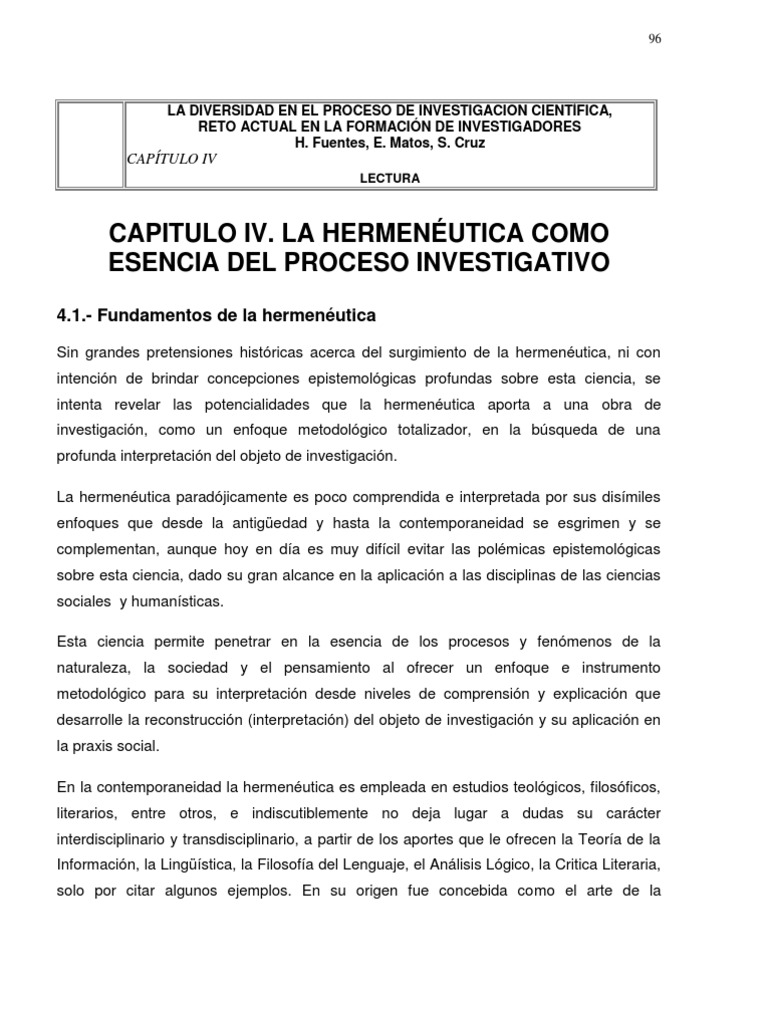 Hermenéutica en Investigación Científica | PDF | Hermenéutica | Teoría