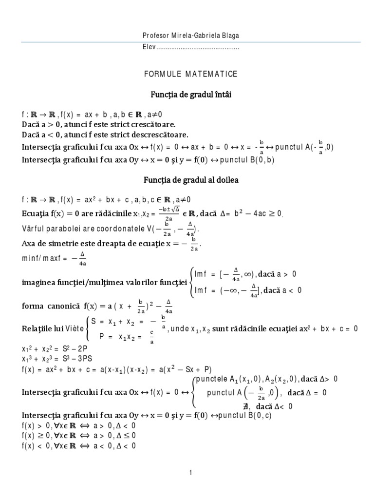 Formule Matematice | PDF