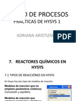 diseño de procesos  de reactores con hysys