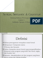 Syntax, Semantic & Grammar: Konsep Bahasa Pemrograman Materi 3 Yudianto Sujana, M.Kom