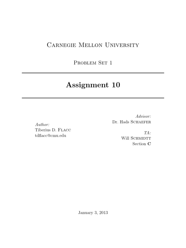 CMU Problem Set 1 - Assignment 10 | PDF | Language Arts & Discipline ...