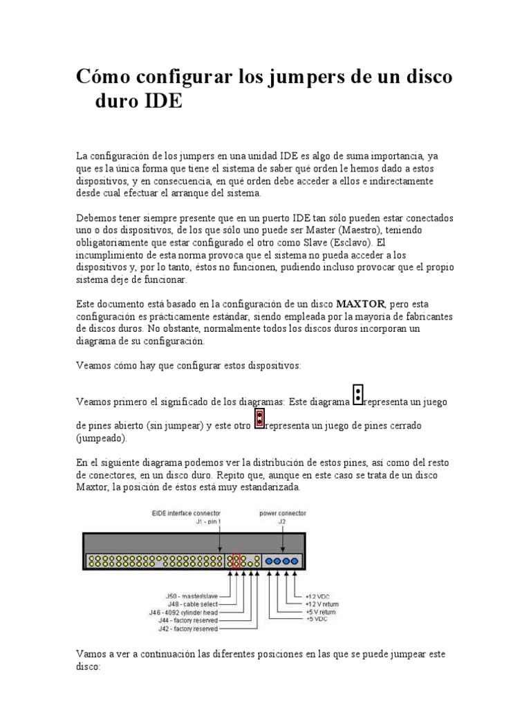 Cómo Configurar Los Jumpers de Un Disco Duro IDE Download Free PDF