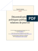 Décentralisation, Politiques Publiques