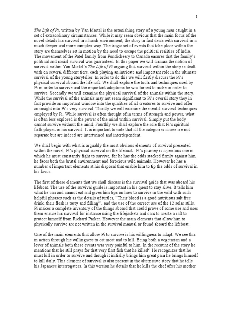 Survival in The Life of Pi PDF Human Hope