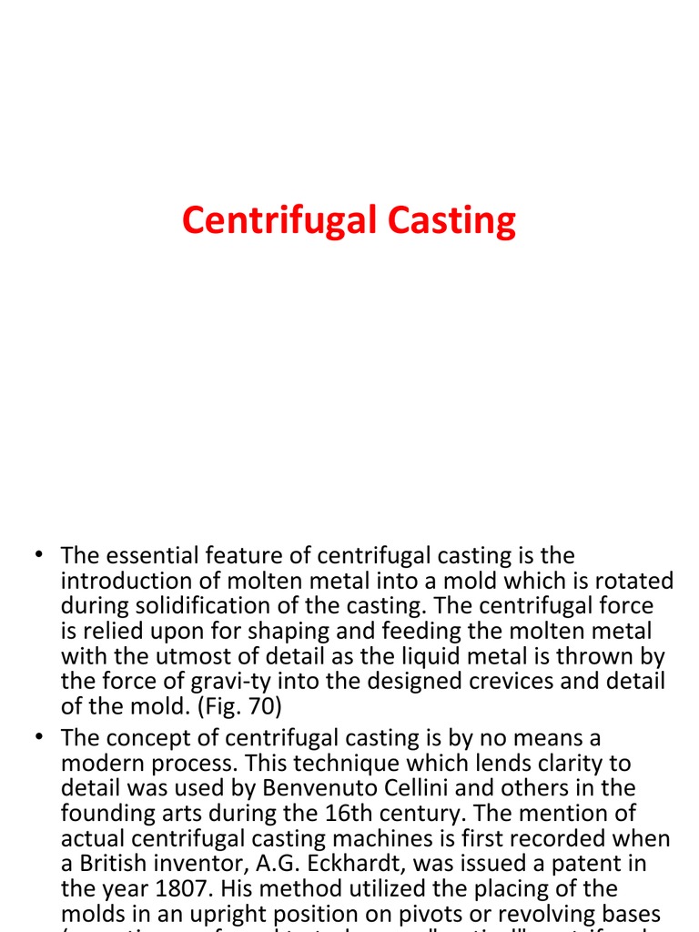 Centrifugal - Casting in Tec. College | PDF