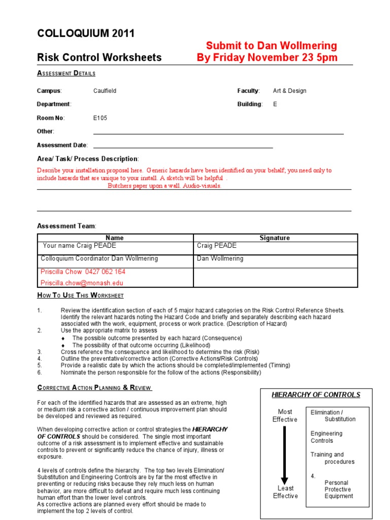 Risk Control Assessment Guidelines | PDF