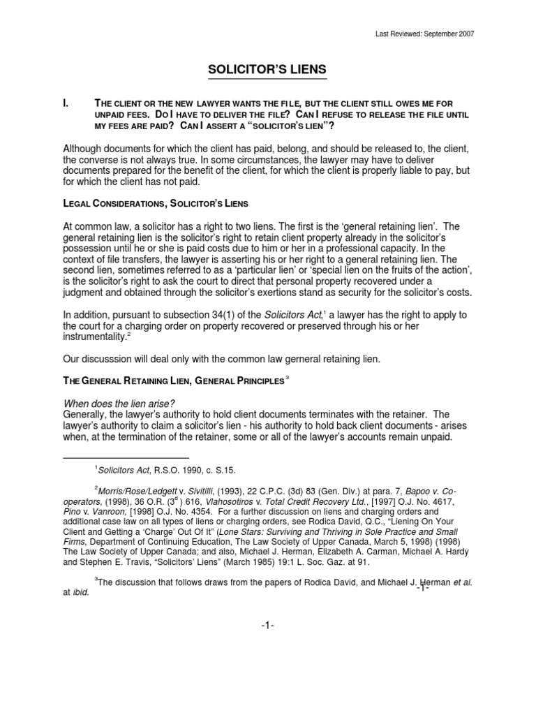 Solicitor's Liens Lien Solicitor