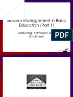 Student Management in Basic Education (Part 1) : Marketing, Admissions and Enrollment