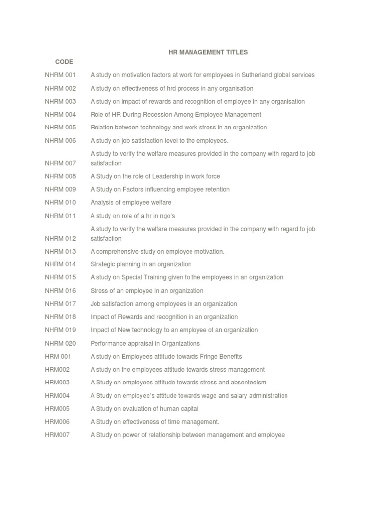 mba-hr-project-titles-pdf-performance-appraisal-job-satisfaction